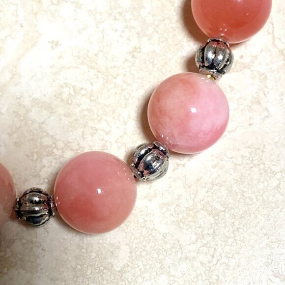 Beaded Dyed Pink Agate & White Freshwater Pearl Adjustable Choker - Picture 8 of 14